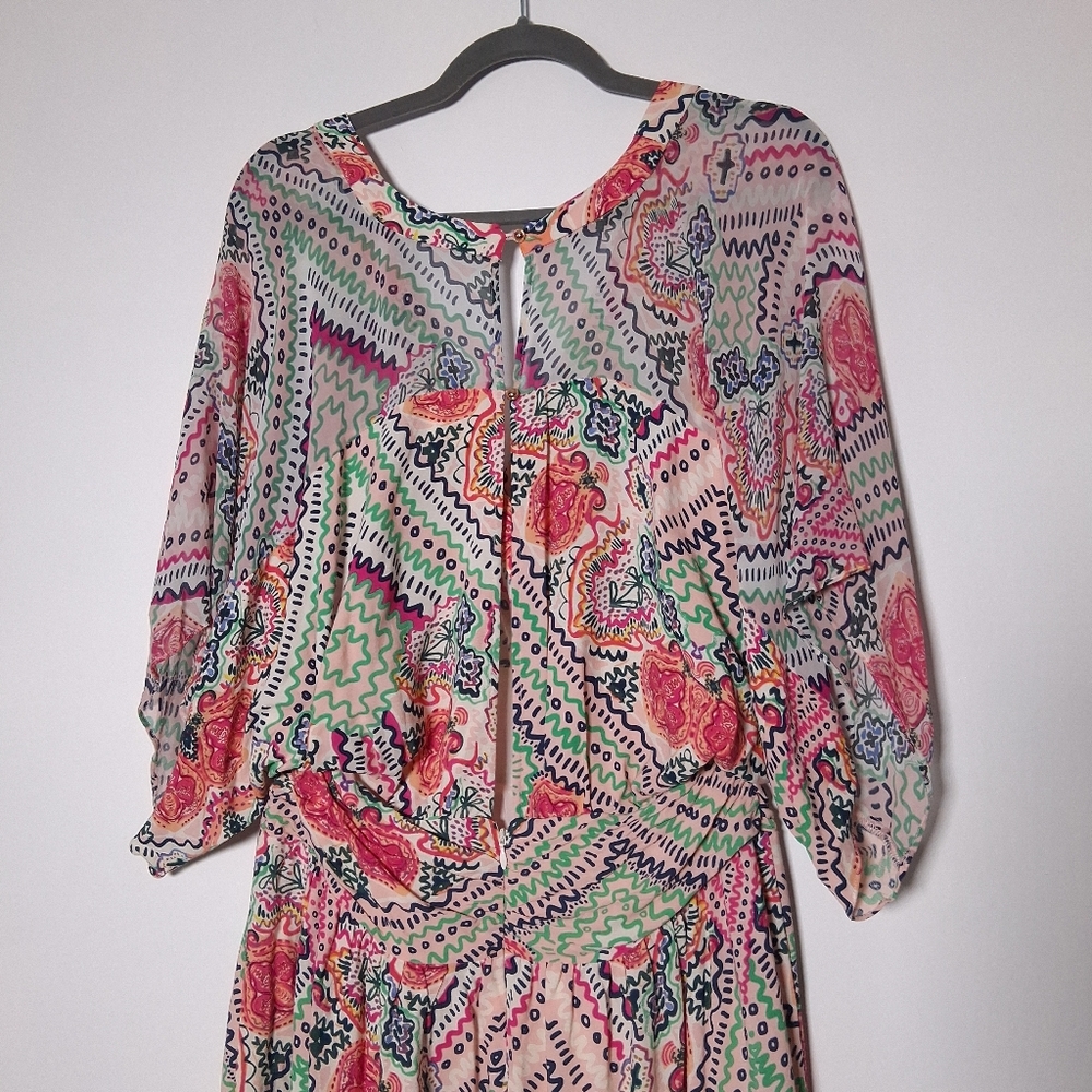 Anthropologie Maeve Dress Pink Siya Kimono Size 10 - Picture 8 of 16